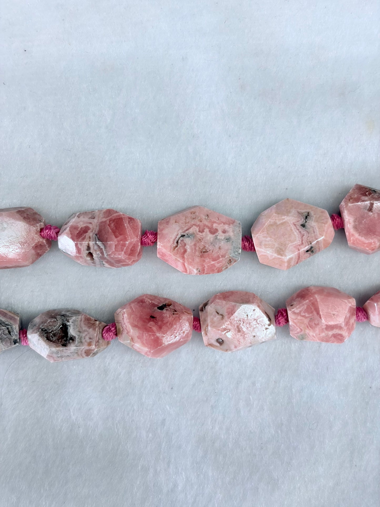 Faceted Rhodocrosite Nugget Beads