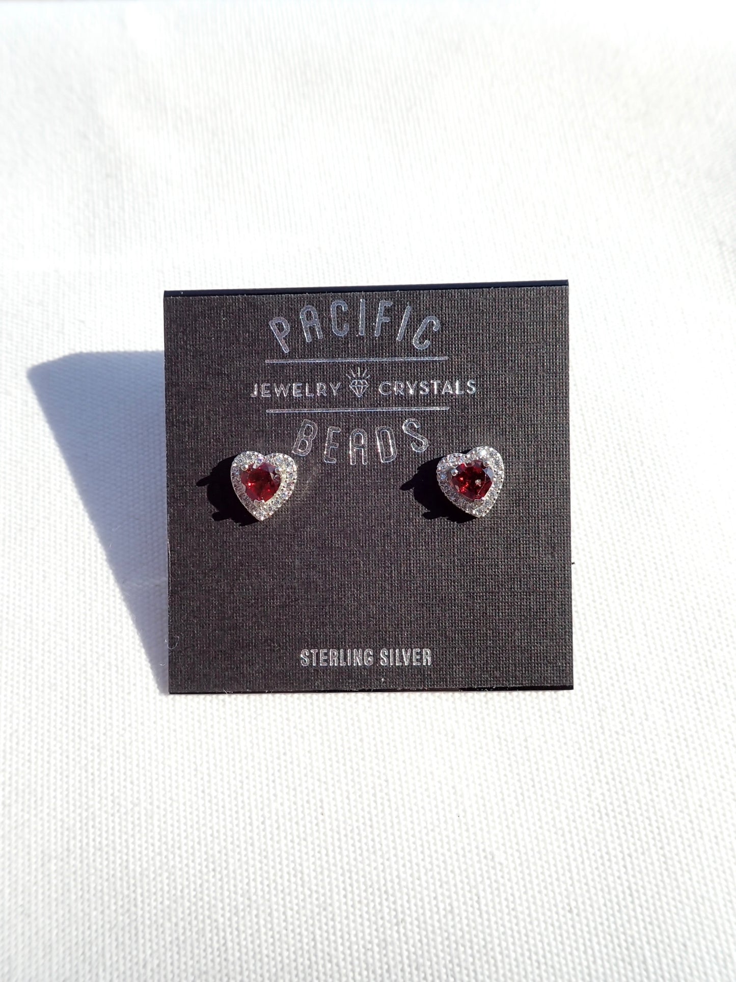 S.S. Garnet Heart Stud Earrings