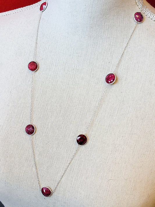 S.S. Faceted Round Cut Ruby Necklaces