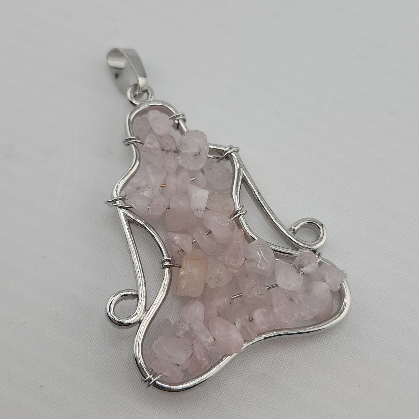 Rose Quartz Wire Wrapped Yoga Pendants