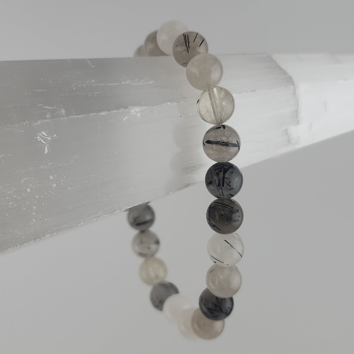 Black Rutilated Quartz Stretch Bracelets 8mm