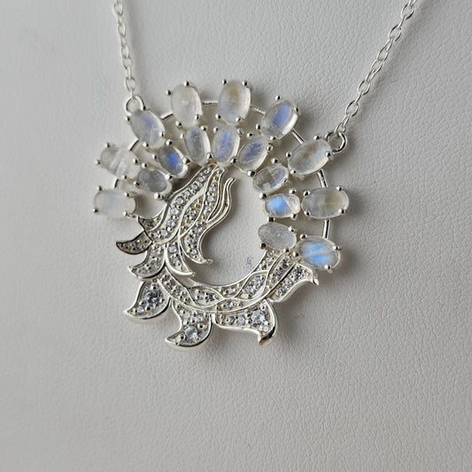 S.S. AAA Grade Rainbow Moonstone Dragon Necklaces
