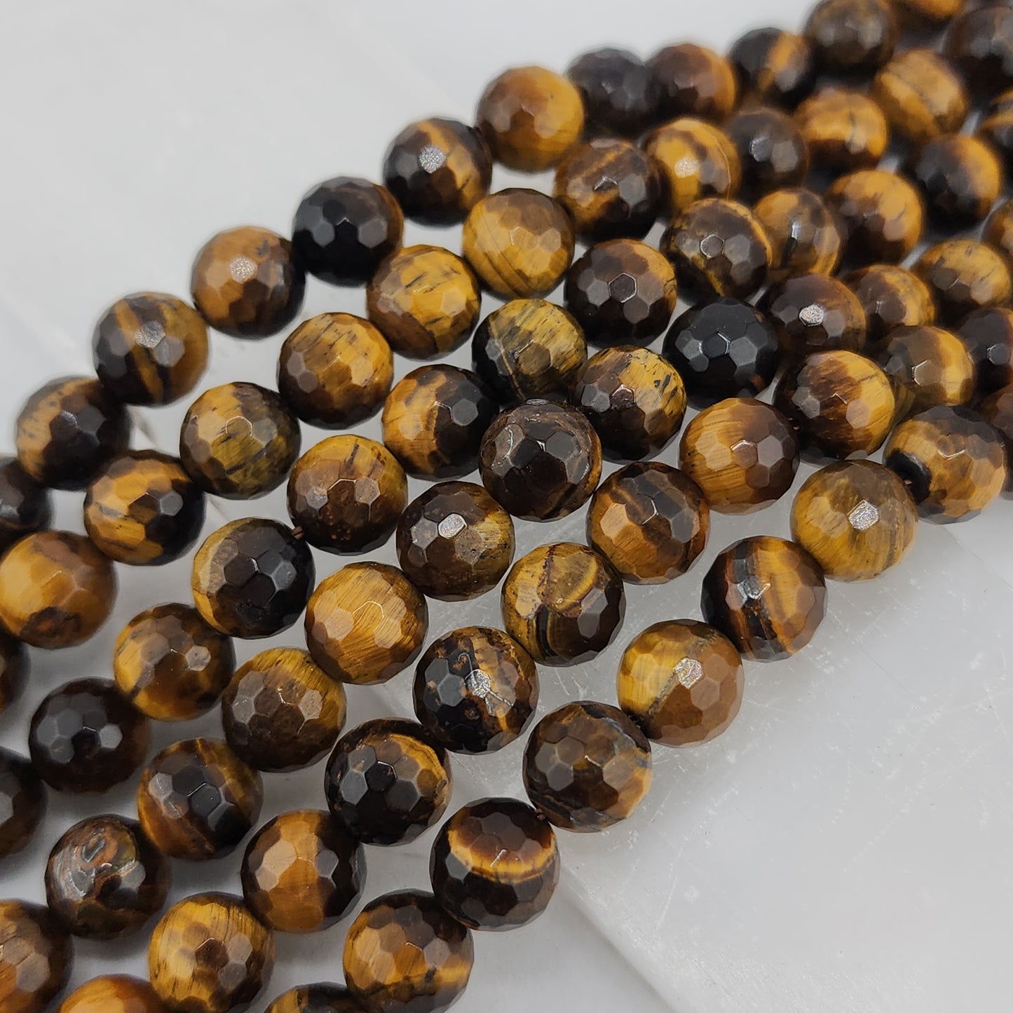 Faceted Yellow Tiger Eye Beads