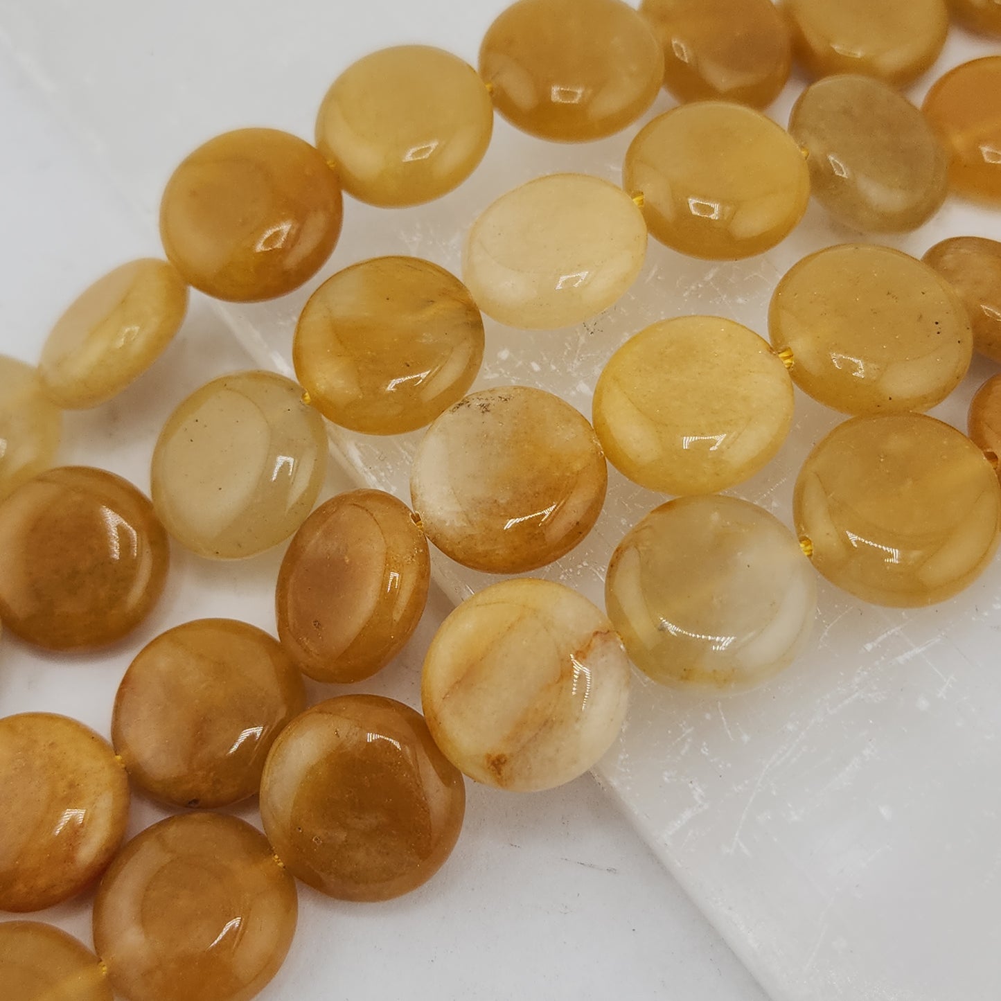 Yellow Aventurine Coin Beads