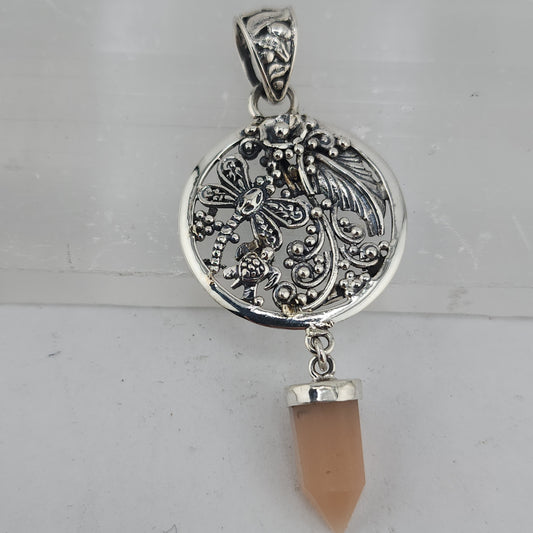 S.S. Shlomo Peach Moonstone Pendants