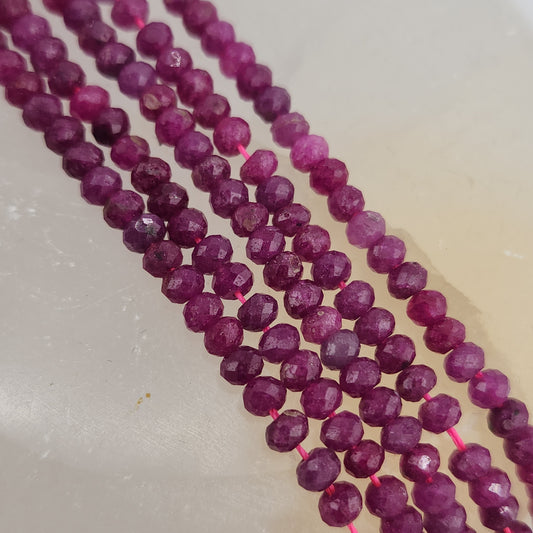Faceted Ruby Rondelle Beads