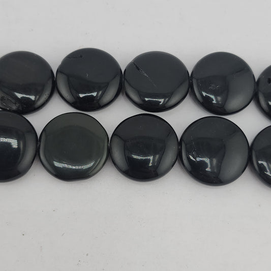 Black Onyx Coin Beads