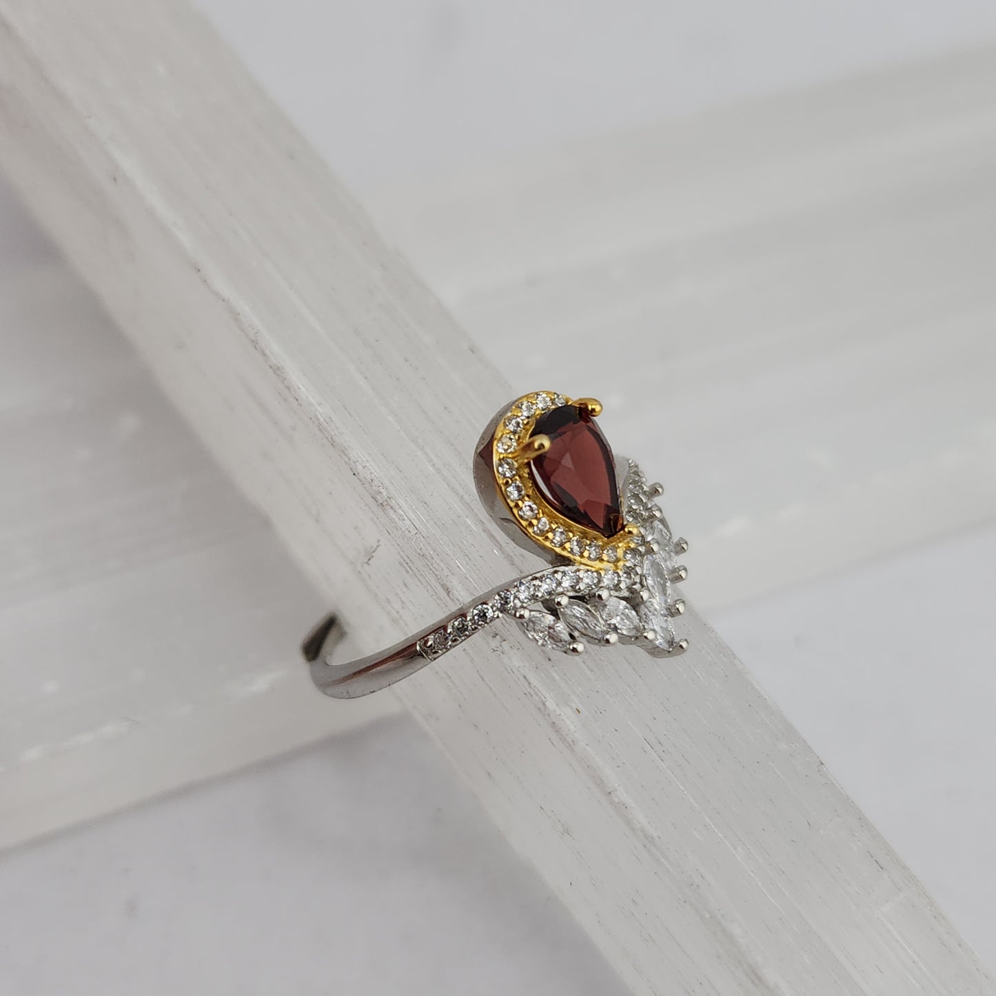 S.S. 14k Gold AAA Grade Mozambique Garnet and Zircon Adjustable Rings