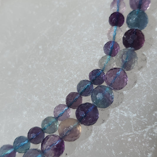 Faceted Rainbow Fluorite Beads