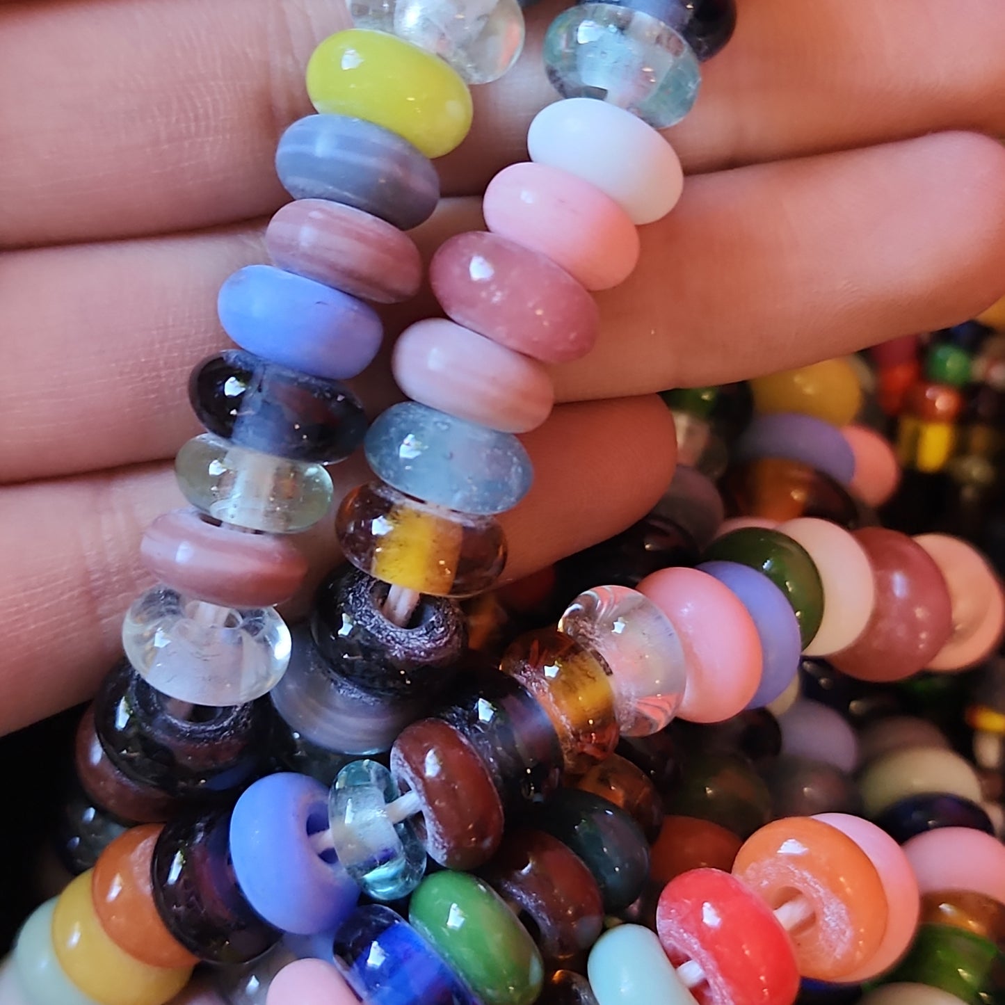 Handmade Nigerian Glass Multicolor Rondelle Beads
