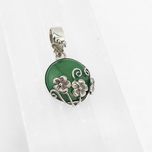 S.S. Shlomo Round Green Aventurine Pendants