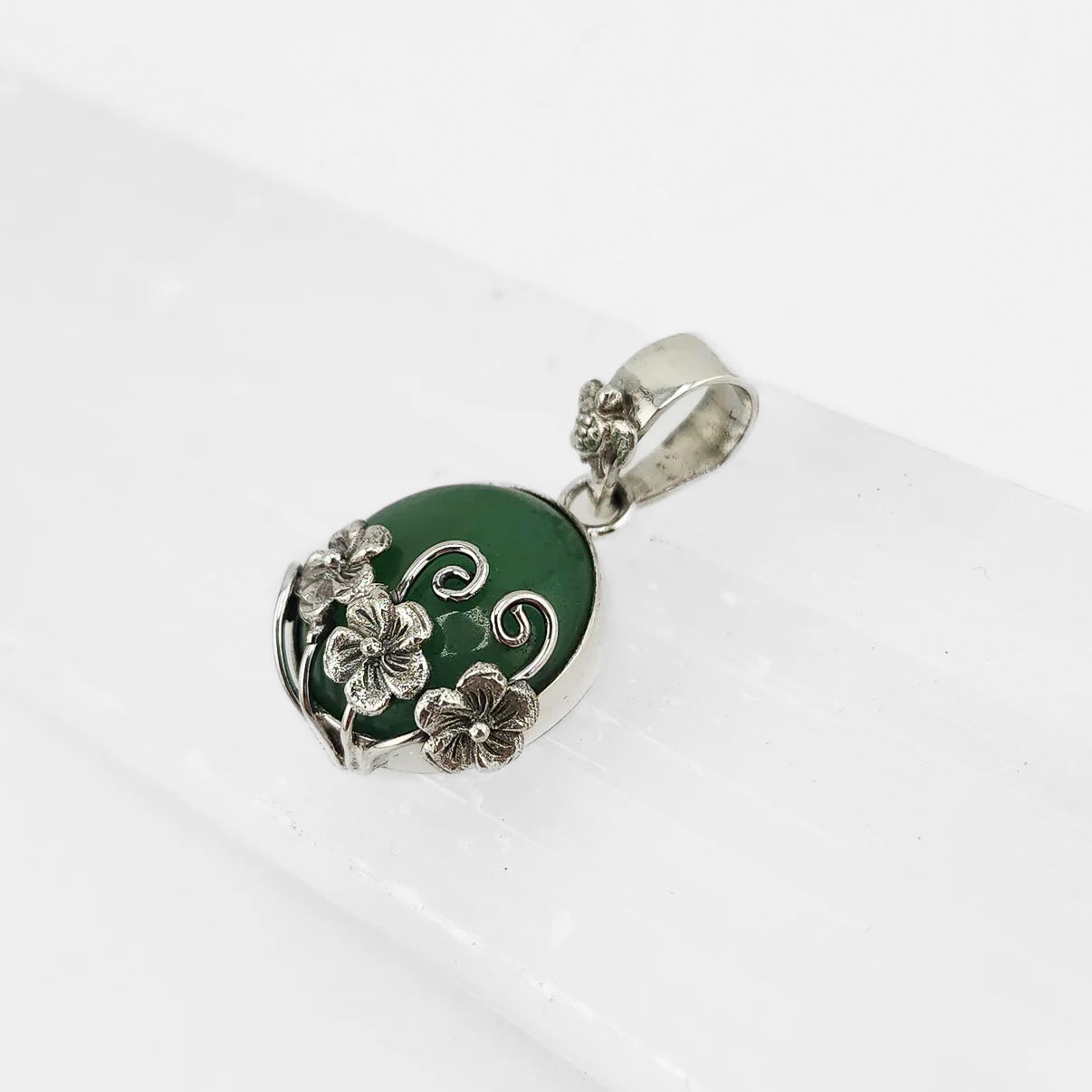 S.S. Shlomo Round Green Aventurine Pendants