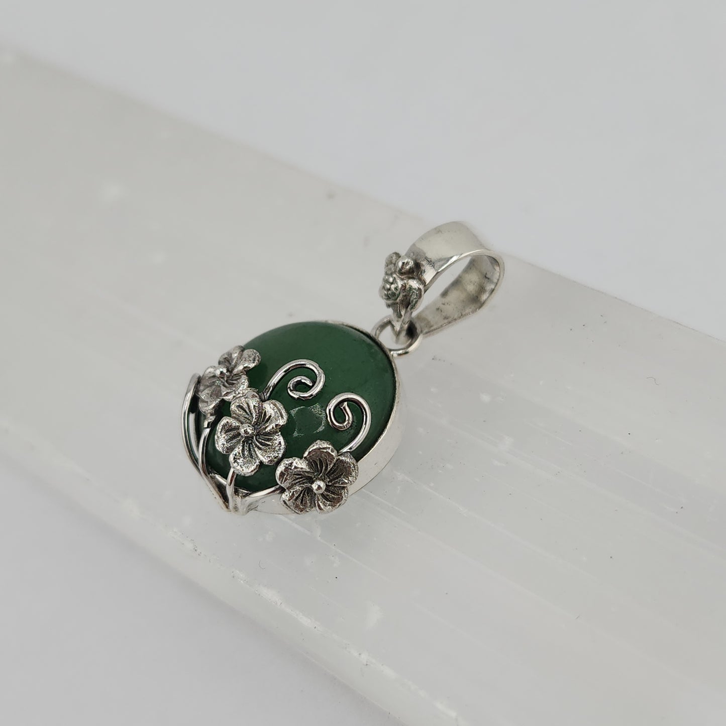 S.S. Shlomo Round Green Aventurine Pendants