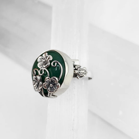 S.S. Shlomo Round Green Aventurine Rings