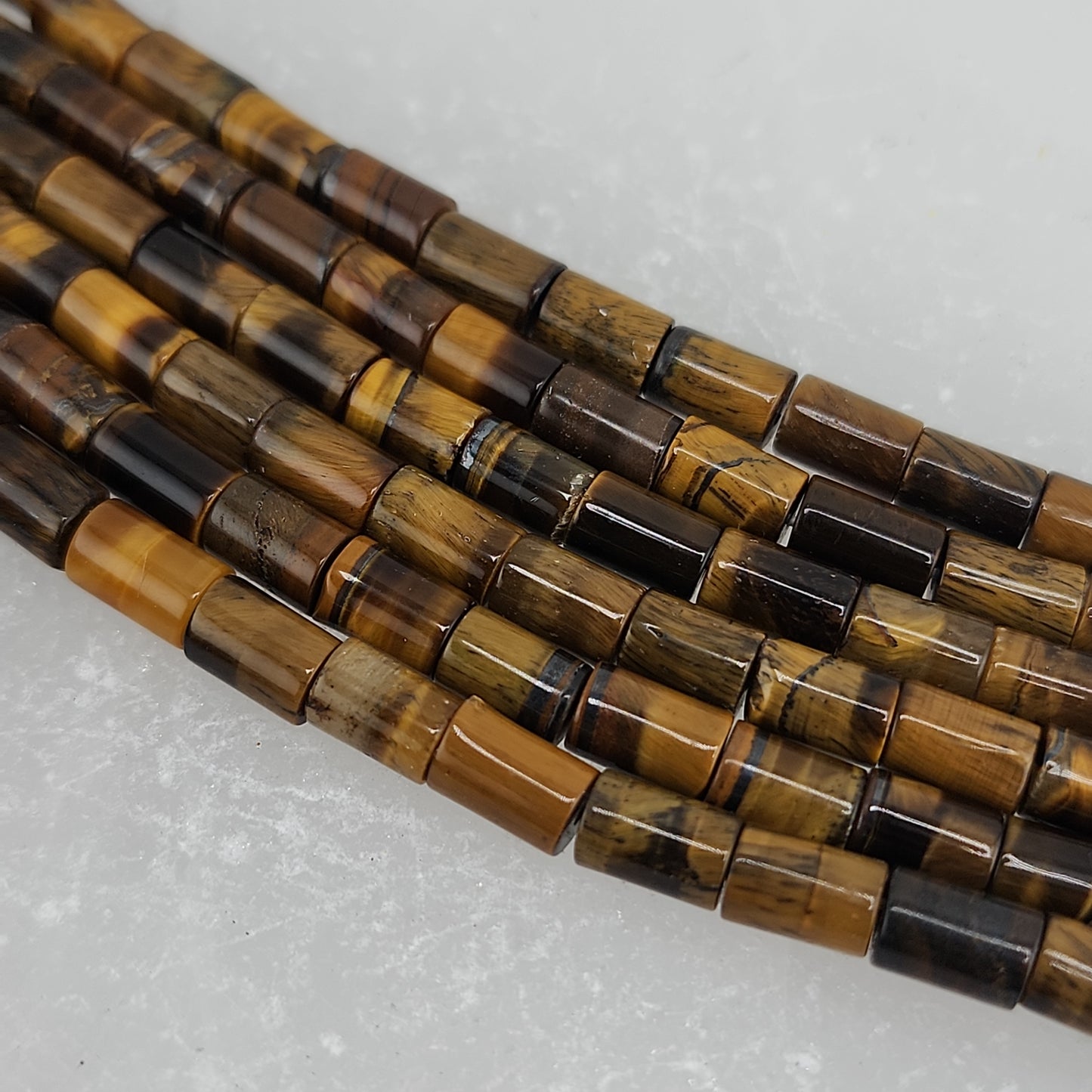Short Tiger Eye Tube Beads