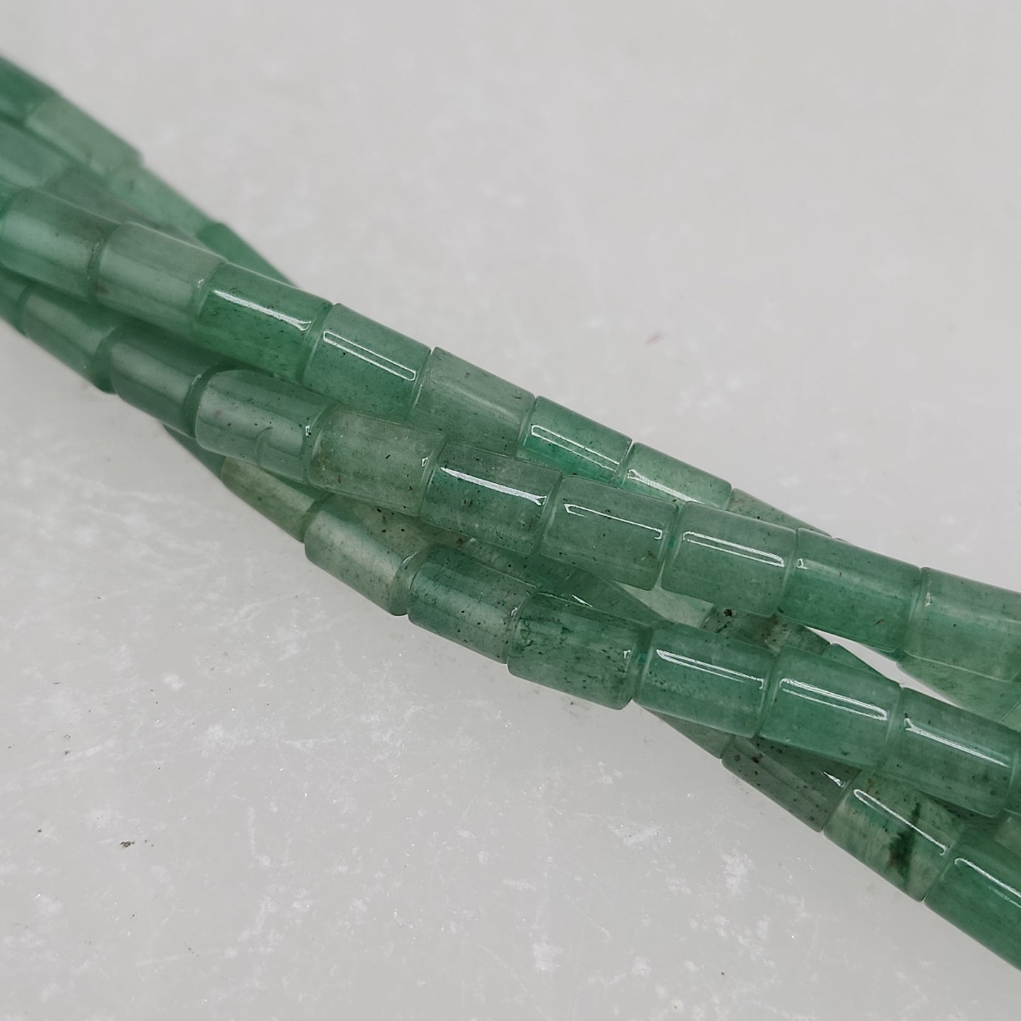 Short Green Aventurine Tube Beads