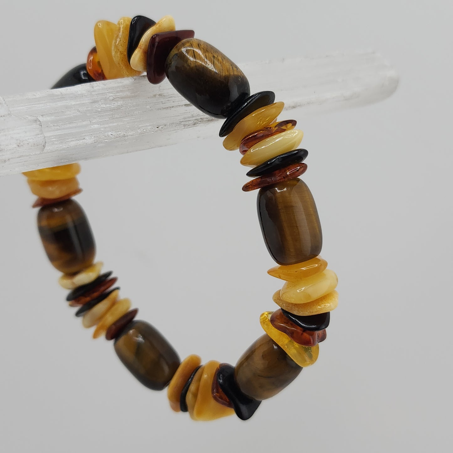 Amber and Tiger Eye Stretch Bracelets
