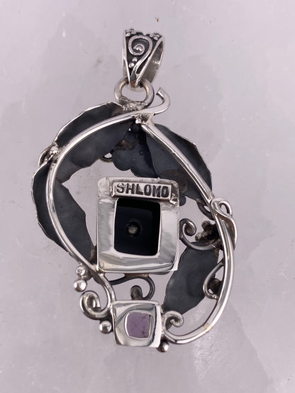 S.S. Shlomo Faceted Amethyst and Onyx Pendants
