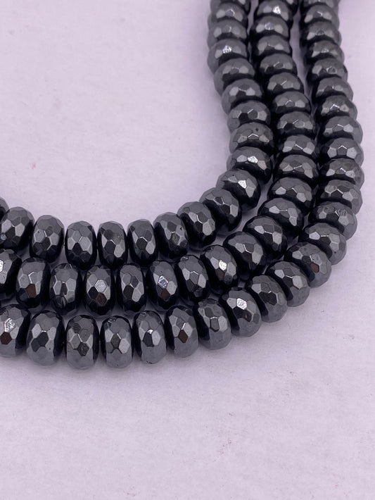 Faceted Hematite Rondelle Beads
