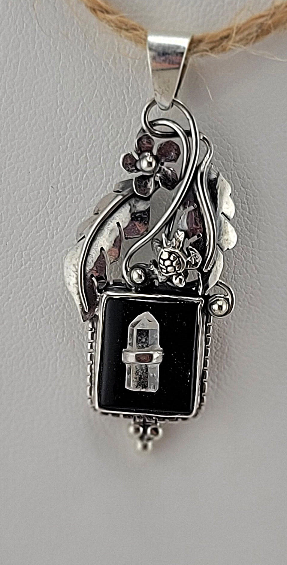S.S. Shlomo Black Onyx and Quartz Pendants