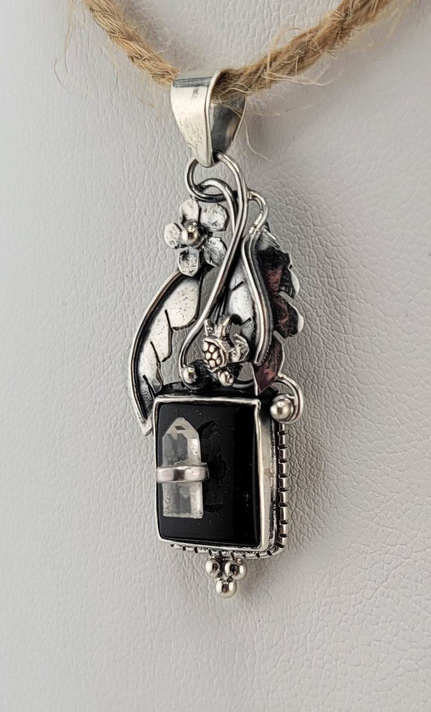 S.S. Shlomo Black Onyx and Quartz Pendants