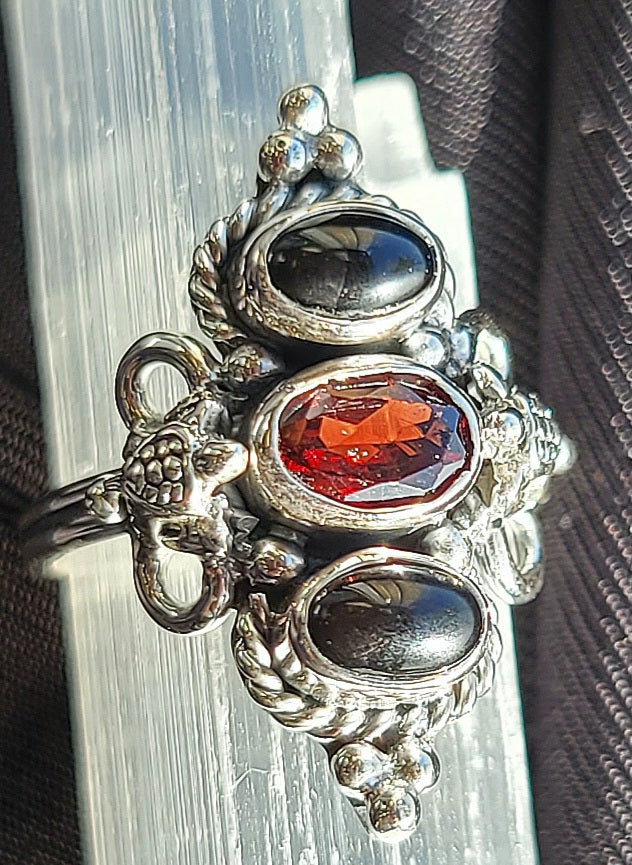 Sterling silver Shlomo designer garnet ring available at wholesale and retail prices, only at our crystal shop in San Diego!