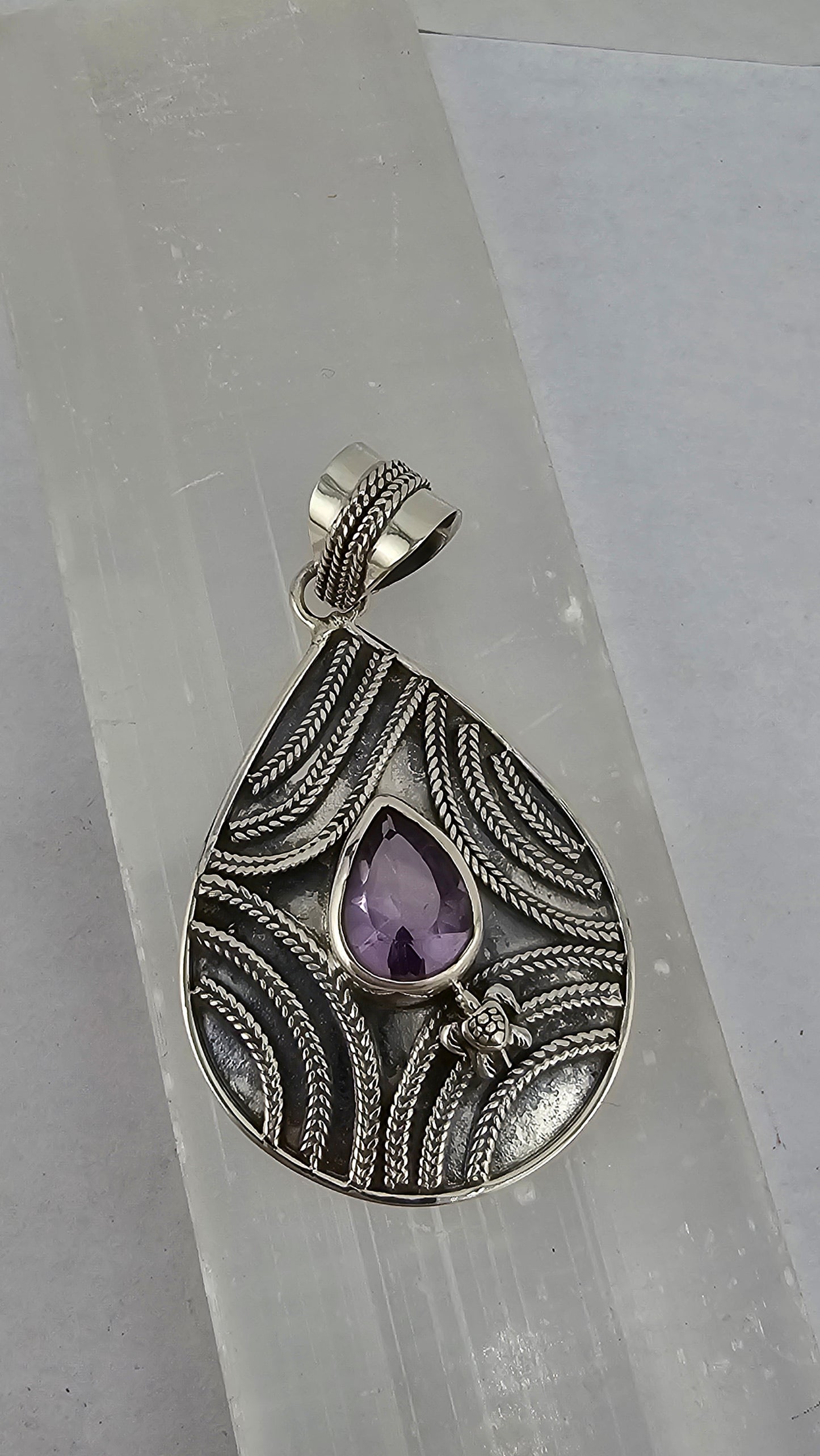S.S. Shlomo Amethyst Teardrop Pendants