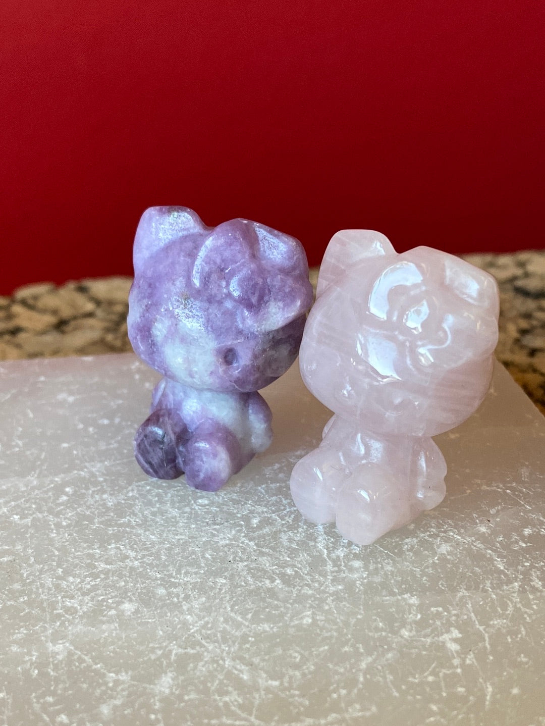 Rose Quartz and Lepidolite Kitty B.F.F. Sets