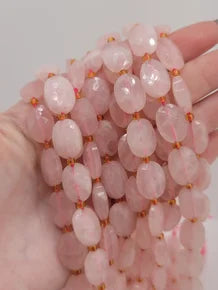 Faceted Oval Rose Quartz Beads