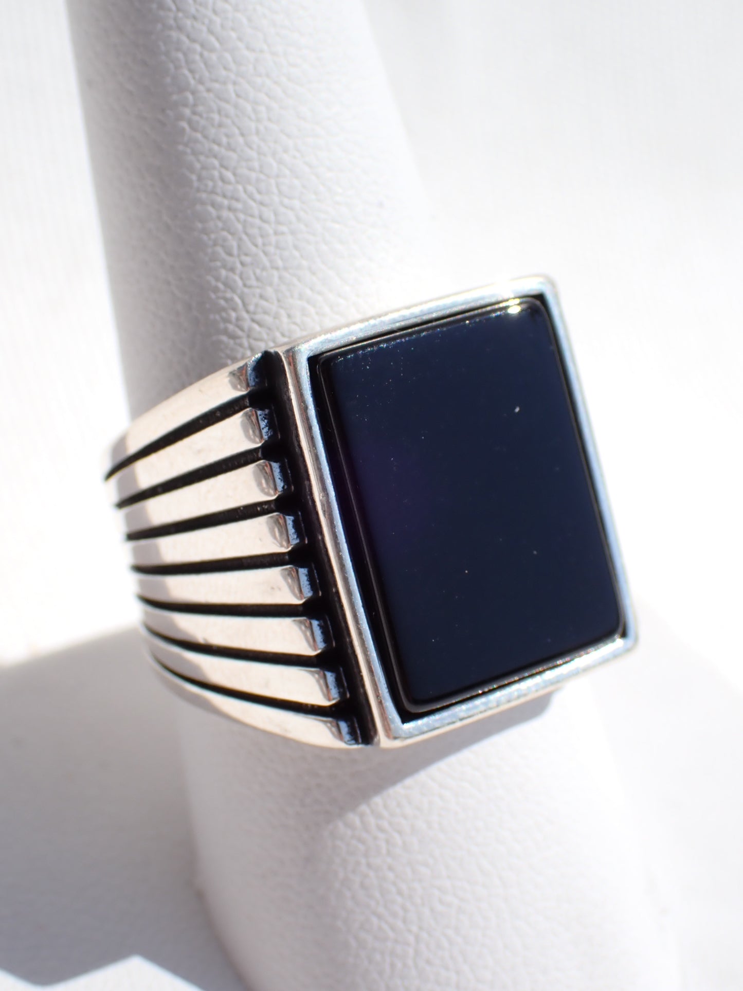 S.S. Men's Black Onyx Square Rings