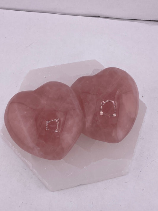 AAA Grade Rose Quartz Double Heart
