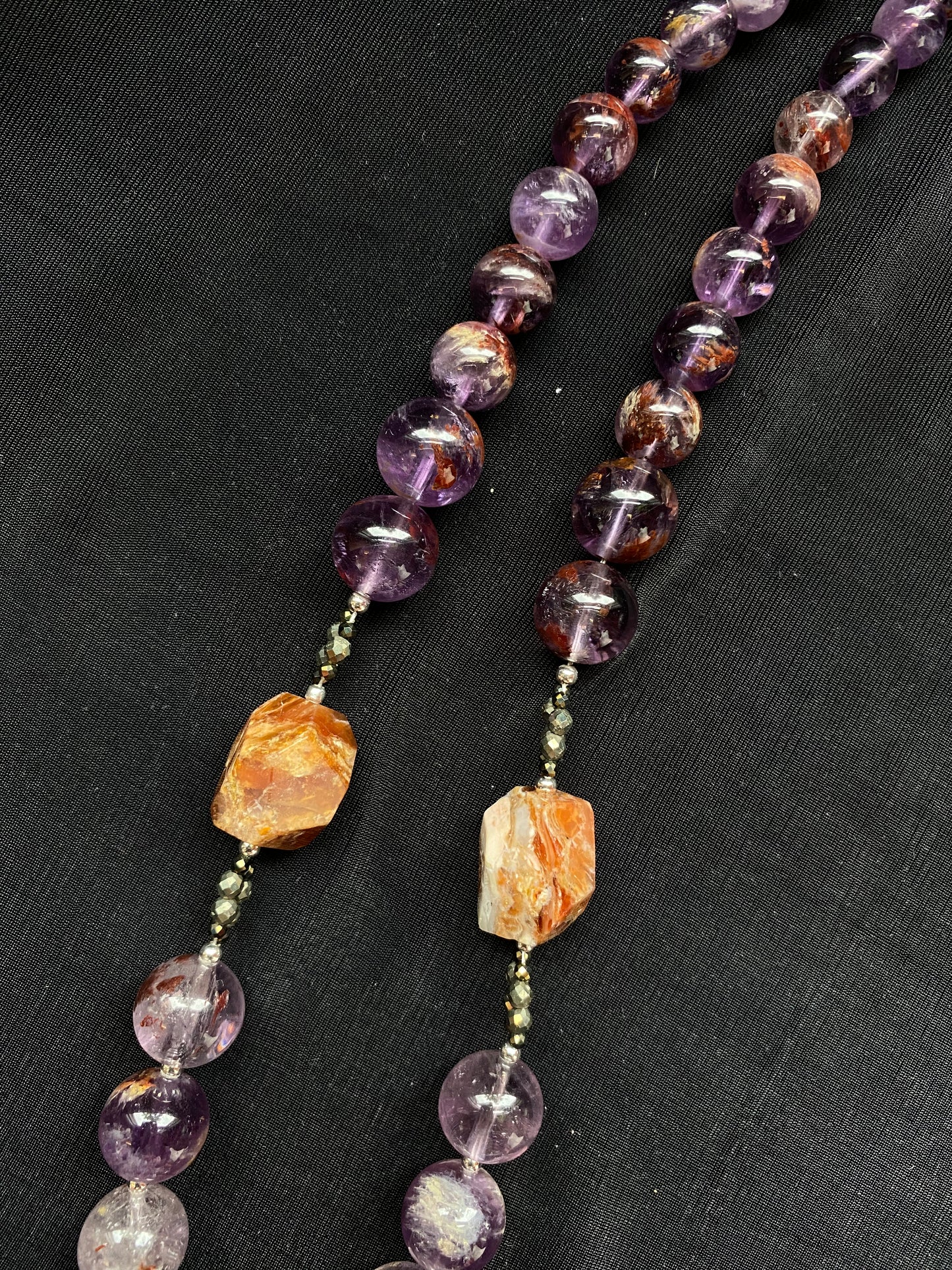 S.S. Shlomo Raw Fluorite and Super 7 Necklace