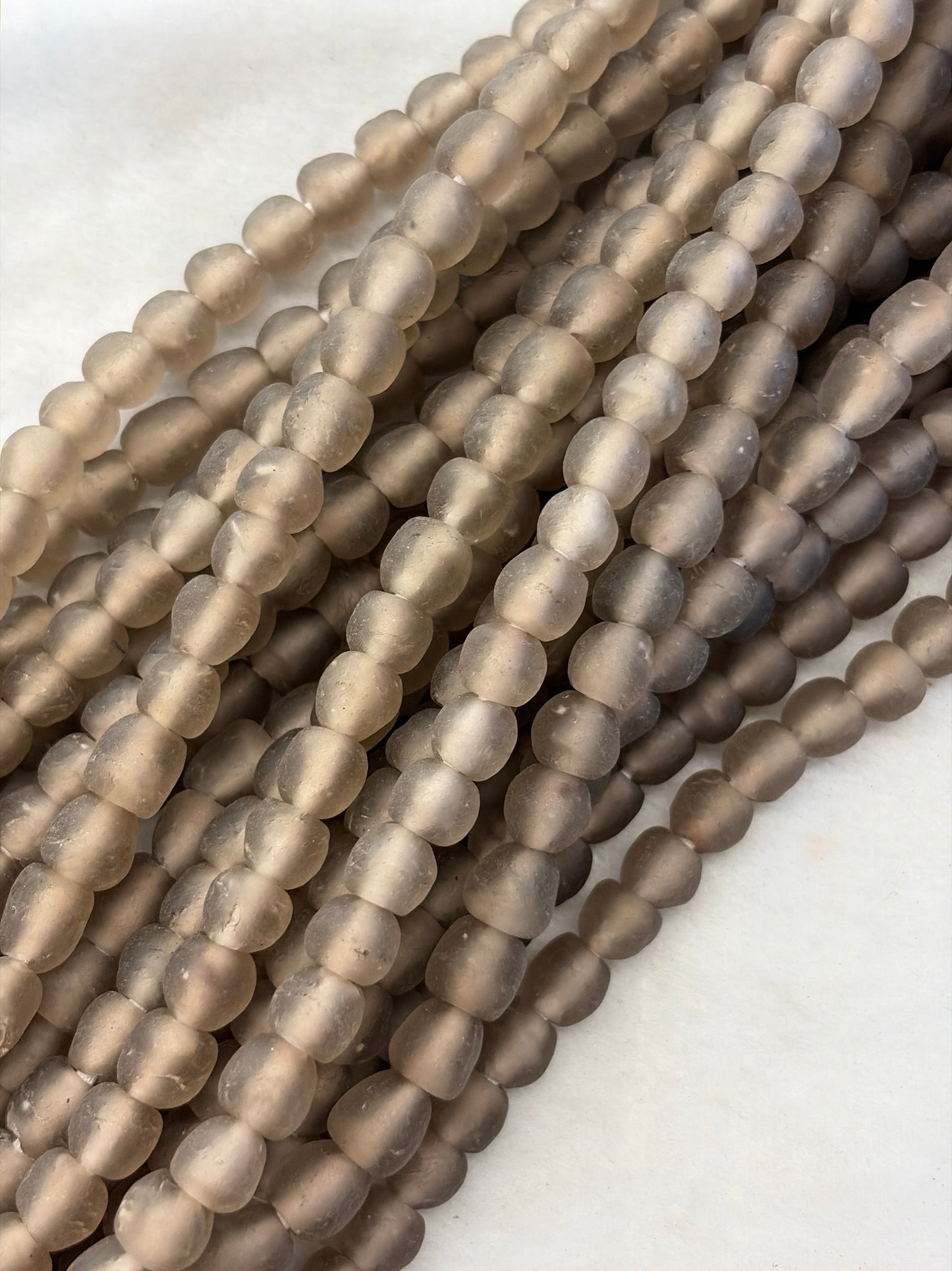 Taupe Glass Drum Beads