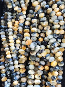 Faceted Rondelle Golden Tiger Eye Beads