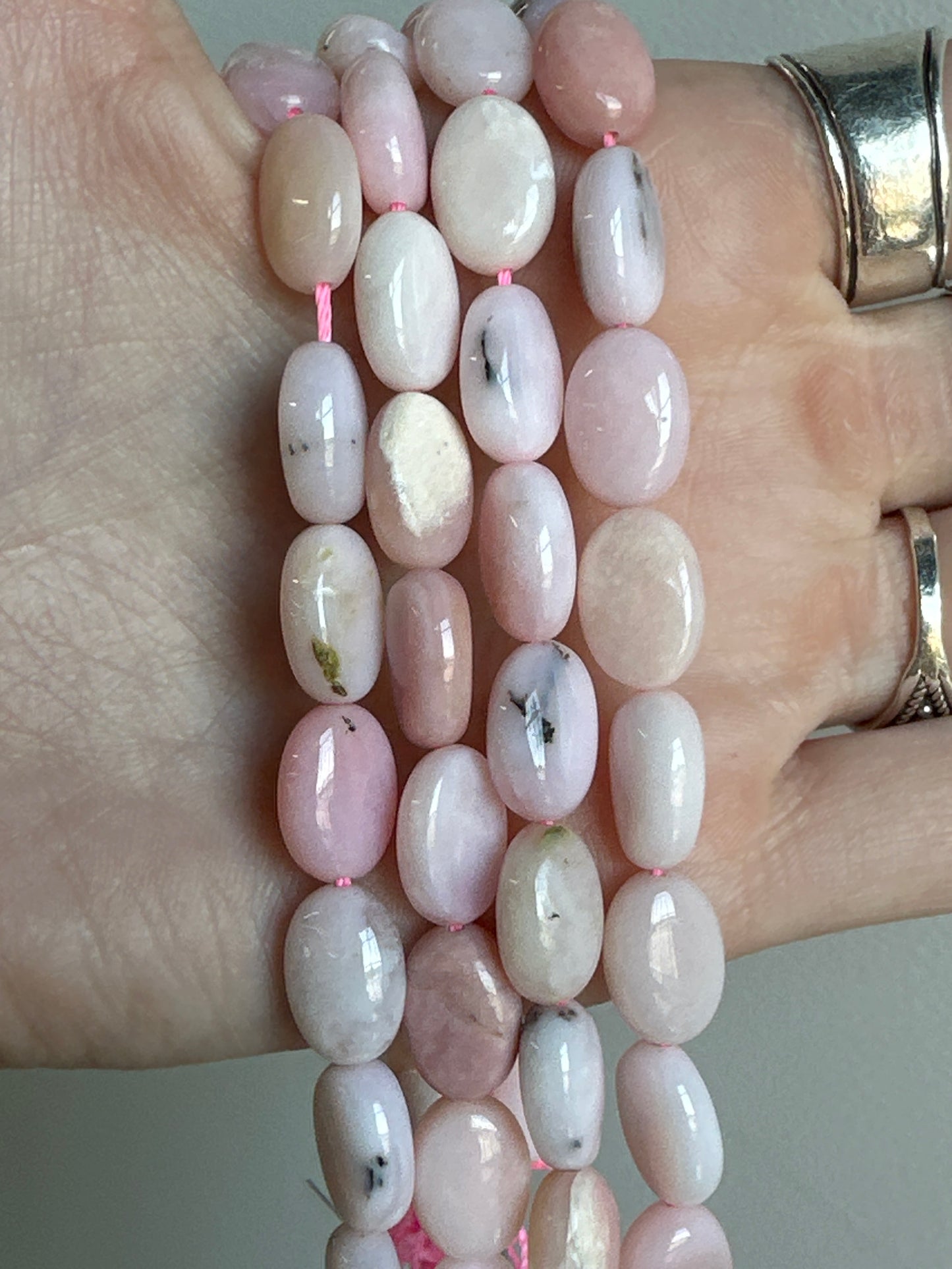 Oval Pink Opal Beads