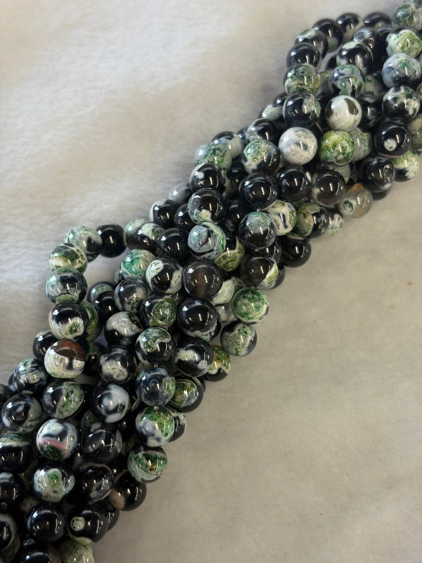 Green Fire Agate Beads