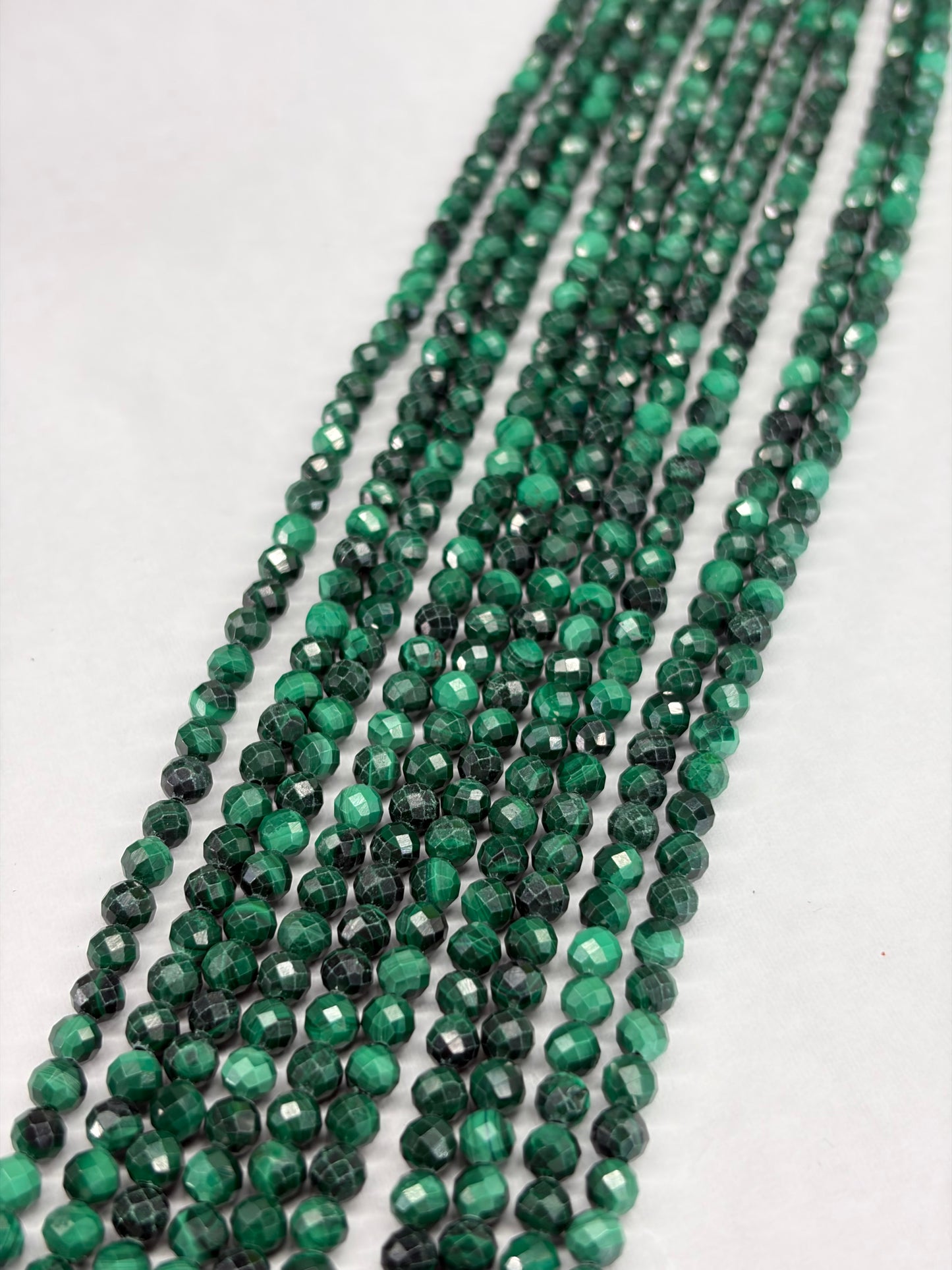 Prestrung Faceted Malachite Beads