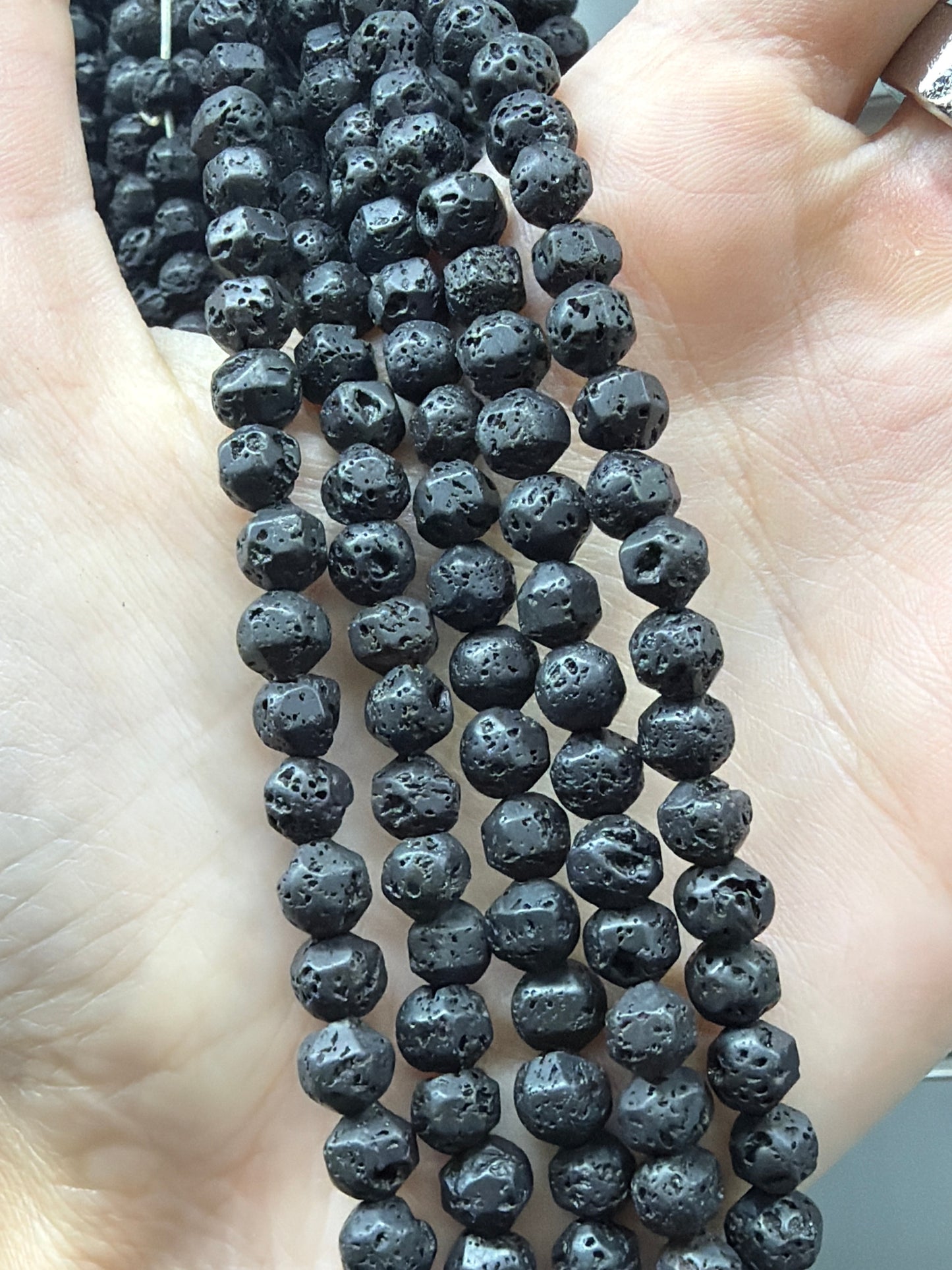 Faceted Lava Beads