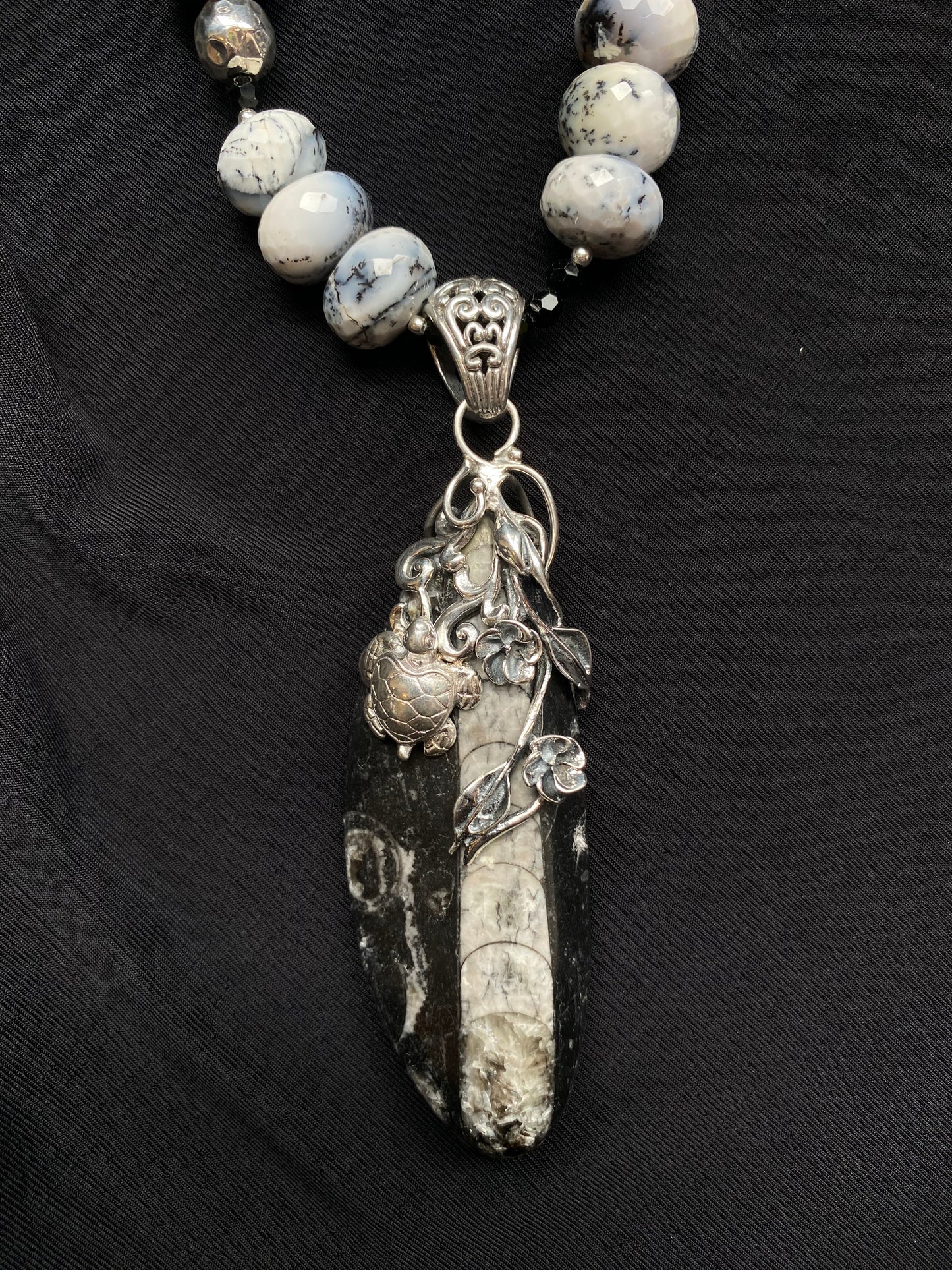 S.S. Shlomo Orthoceras and Dendritic Opal Necklaces