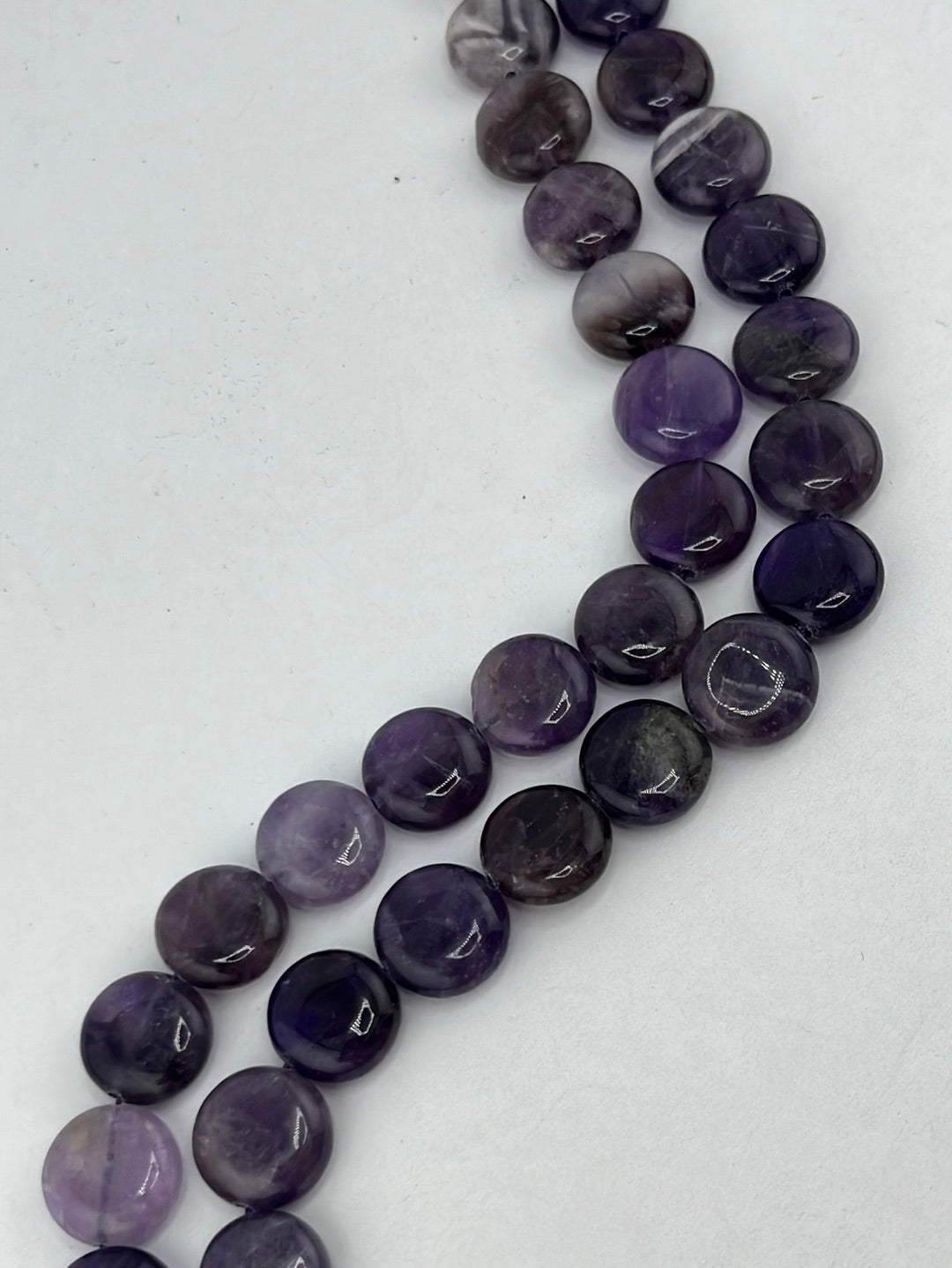 Chevron Amethyst Coin Beads