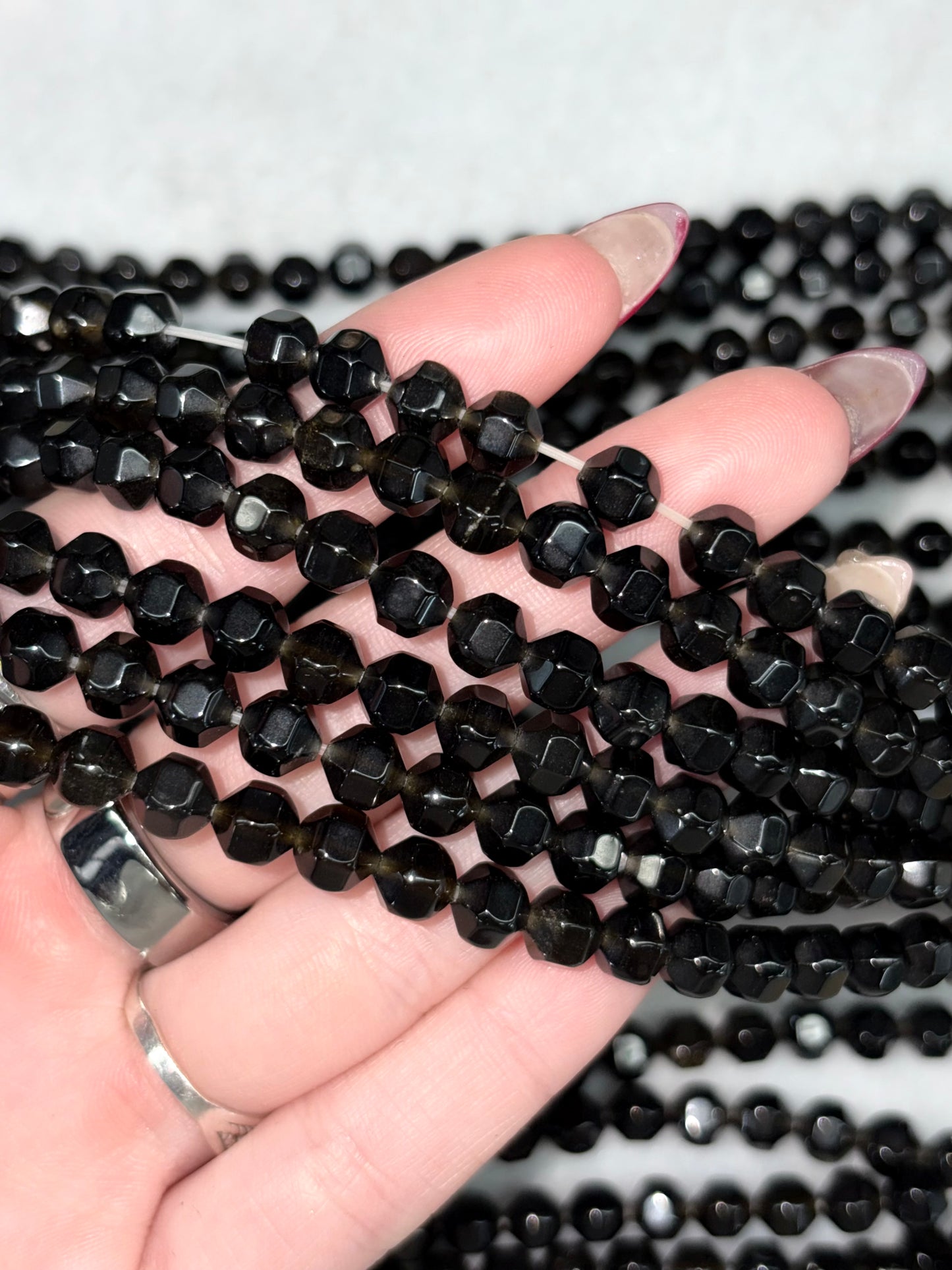 Golden Sheen Obsidian Bicone Beads