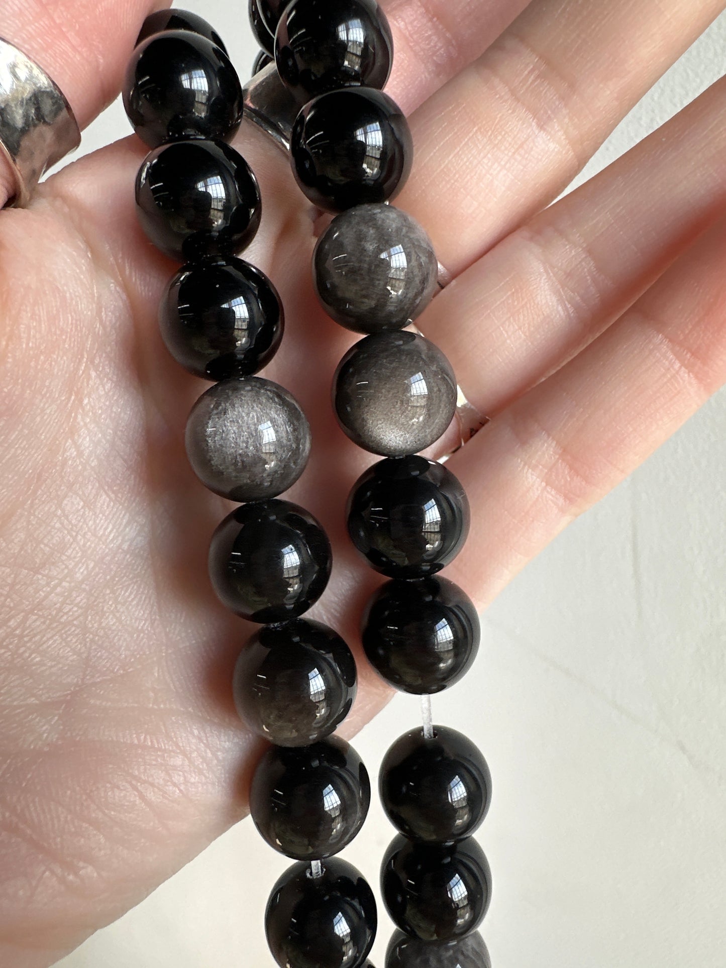 Silver Sheen Obsidian Beads