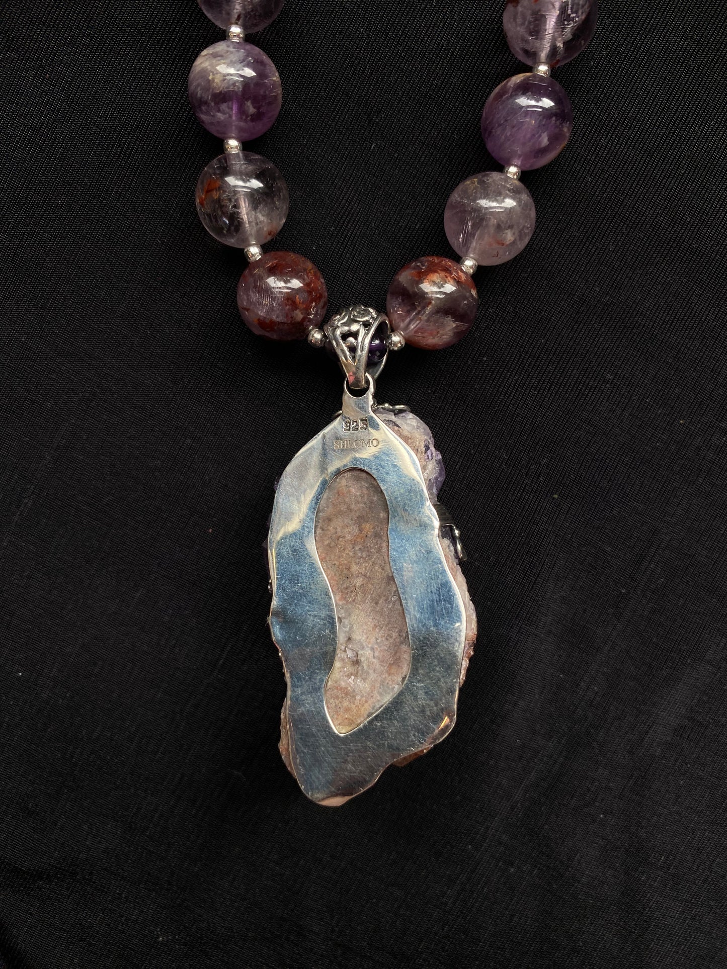 S.S. Shlomo Raw Fluorite and Super 7 Necklace