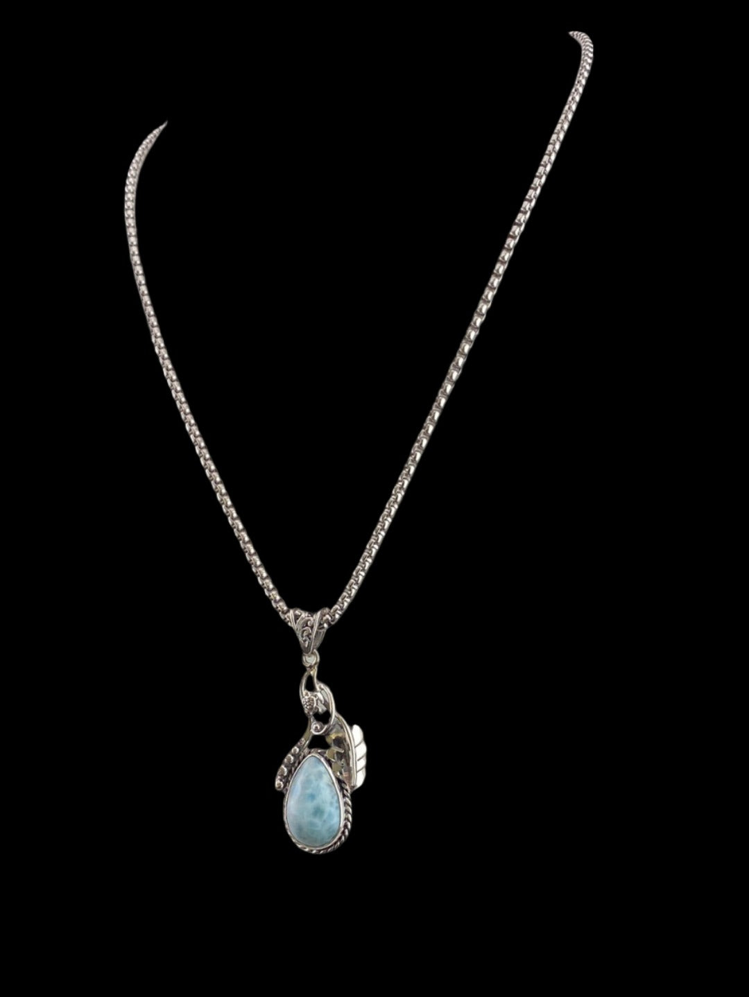 S.S. Shlomo Larimar Teardrop Necklaces