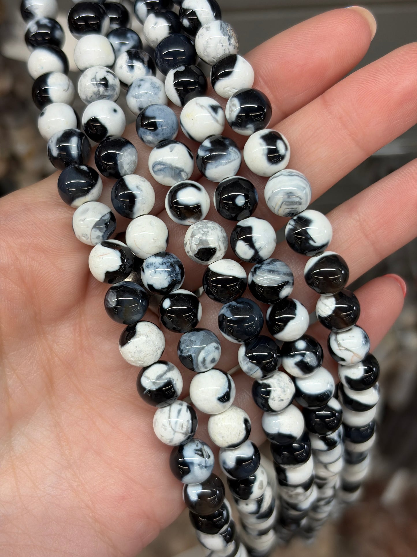 White Fire Agate Beads