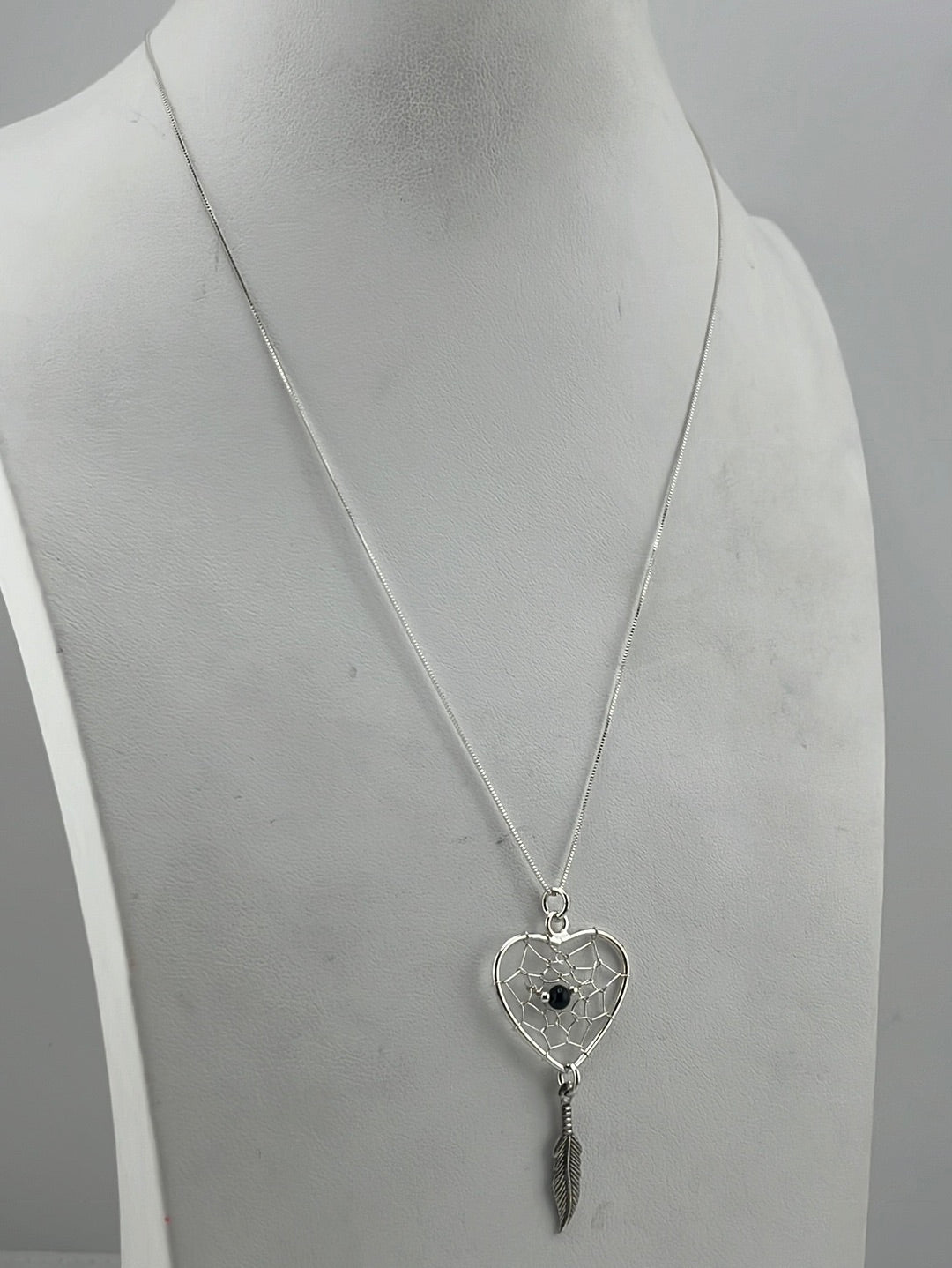 S.S. Black Onyx Heart Dream Catcher Necklaces