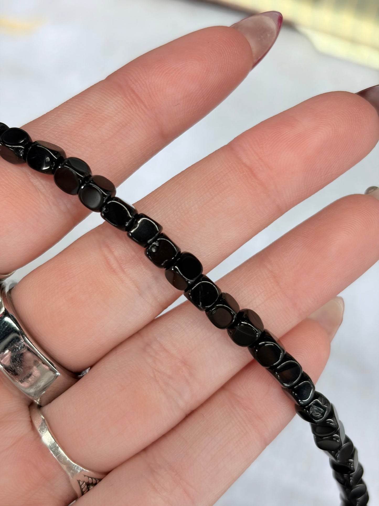 Black Onyx Rounded Cube Beads