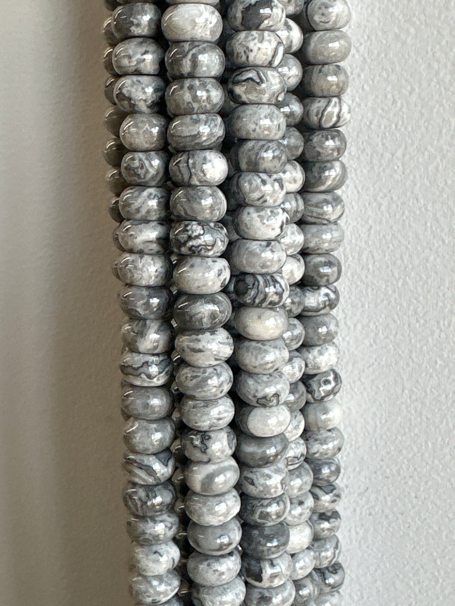Grey Picasso Jasper Rondelle Beads
