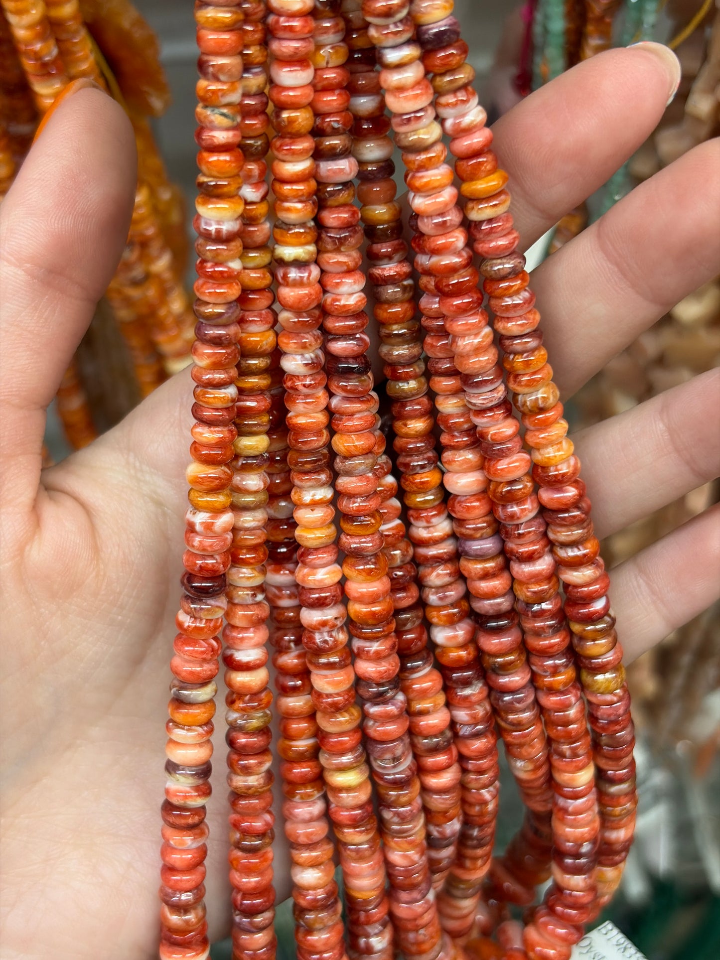 Red Oyster Shell Graduated Rondelle Beads