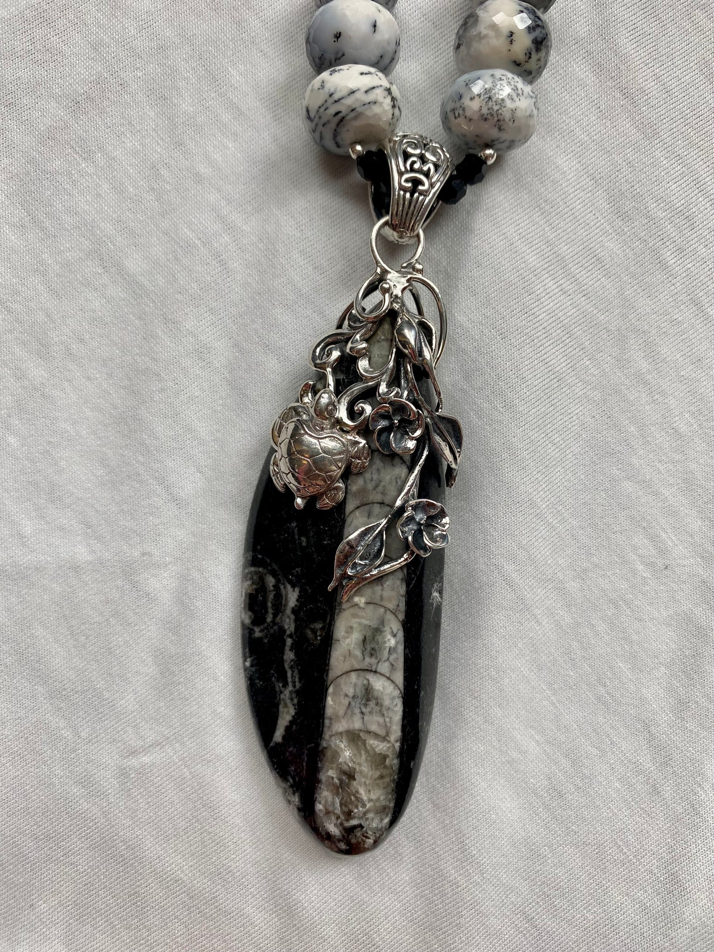 S.S. Shlomo Orthoceras and Dendritic Opal Necklaces
